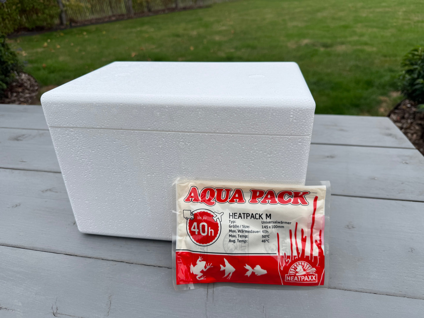 Styrofoam box + heatpack